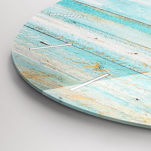 Round glass wall clock Blue boards