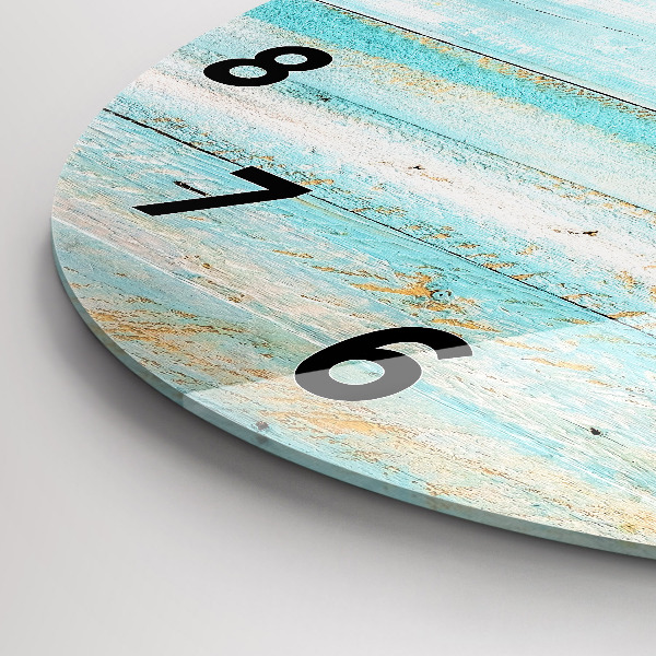 Round glass wall clock Blue boards