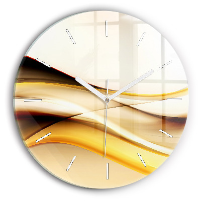 Round glass wall clock Abstract wave