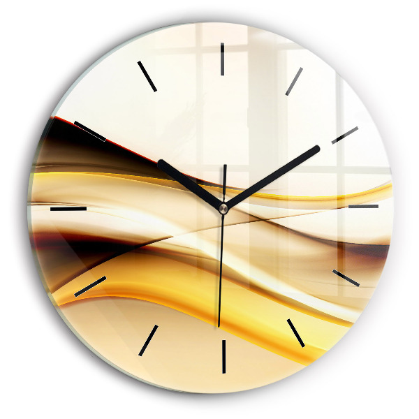 Round glass wall clock Abstract wave