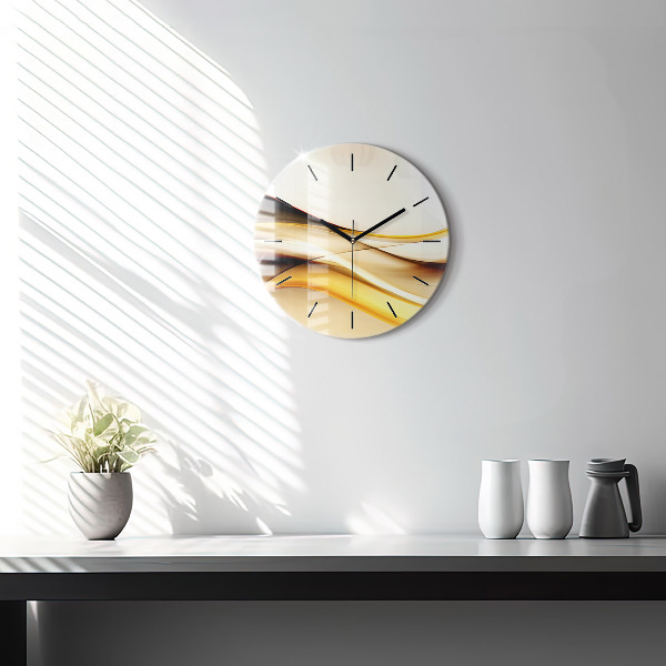 Round glass wall clock Abstract wave