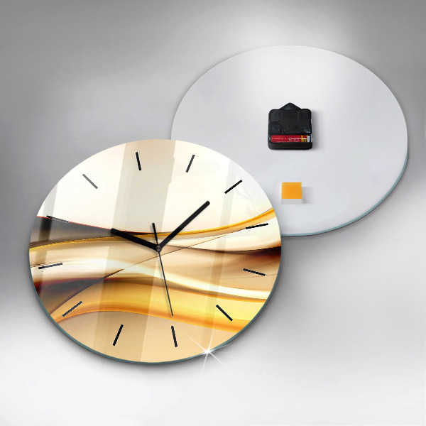 Round glass wall clock Abstract wave
