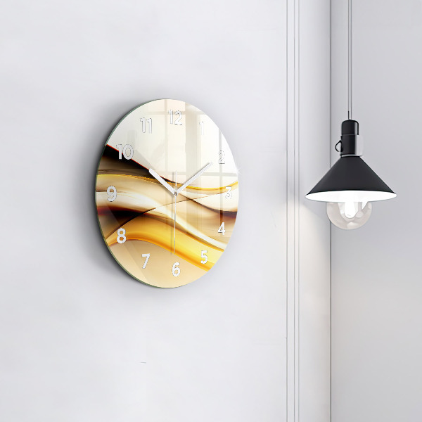 Round glass wall clock Abstract wave