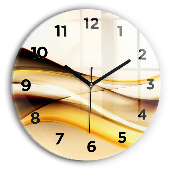 Round glass wall clock Abstract wave