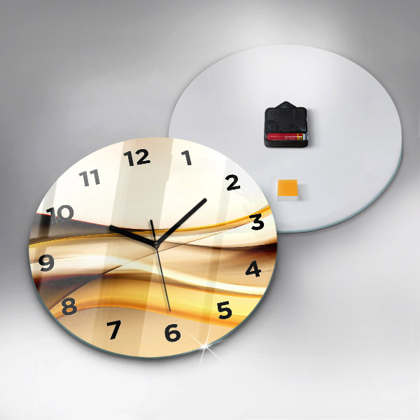 Round glass wall clock Abstract wave