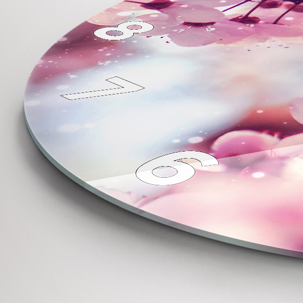 Round glass wall clock Spring flowers
