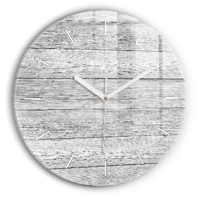 Round glass wall clock Wooden panels