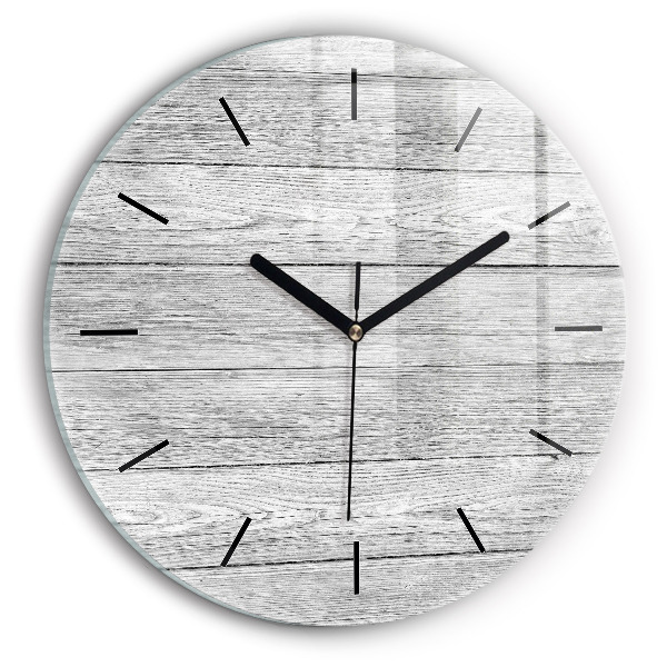 Round glass wall clock Wooden panels