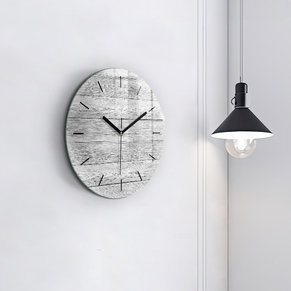 Round glass wall clock Wooden panels