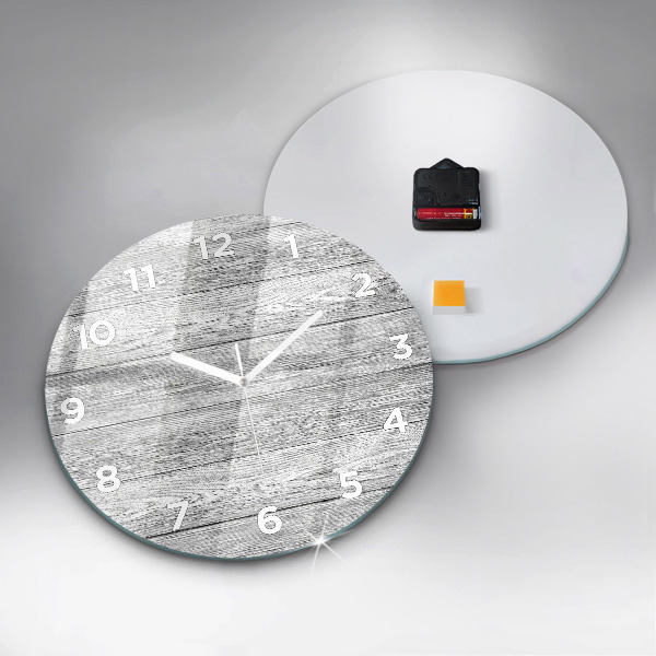 Round glass wall clock Wooden panels