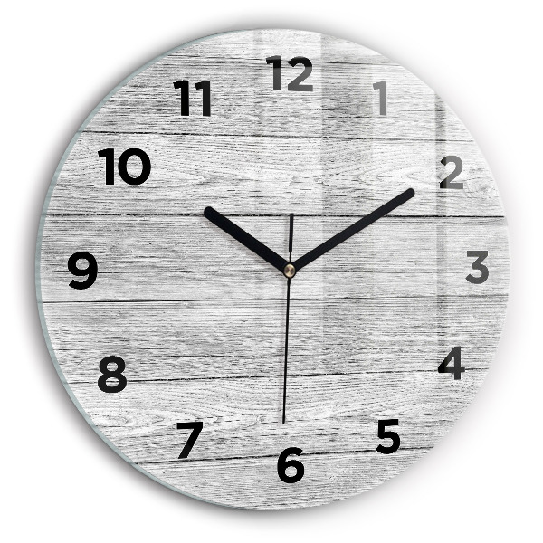 Round glass wall clock Wooden panels