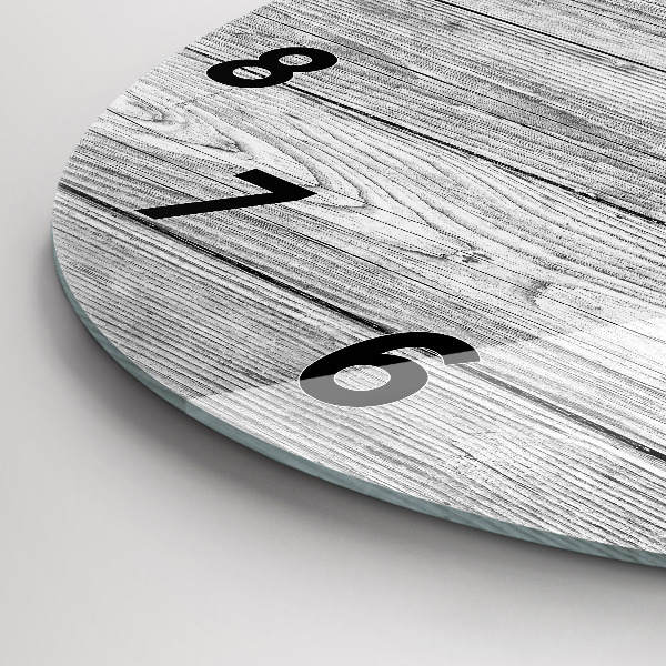 Round glass wall clock Wooden panels