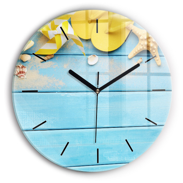 Round glass wall clock Beach accessories and boards