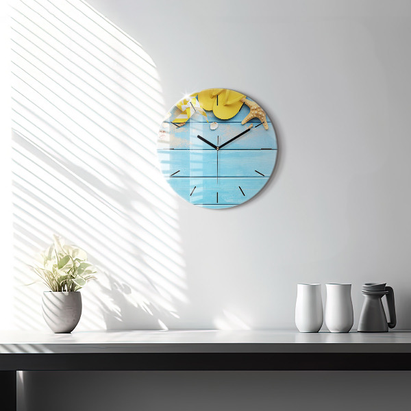 Round glass wall clock Beach accessories and boards