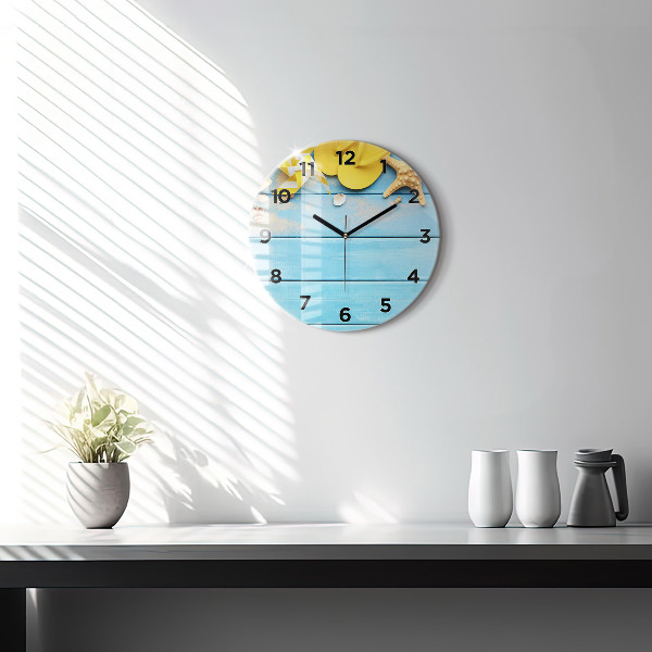 Round glass wall clock Beach accessories and boards