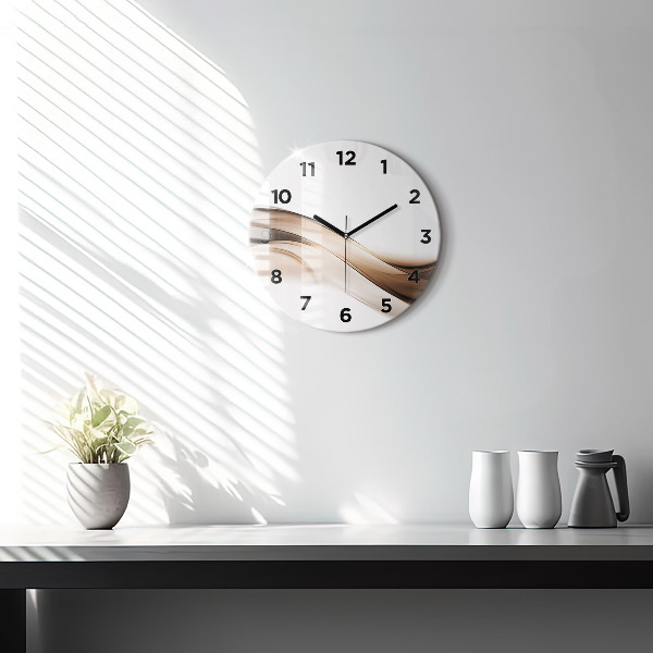 Round glass wall clock Abstraction line