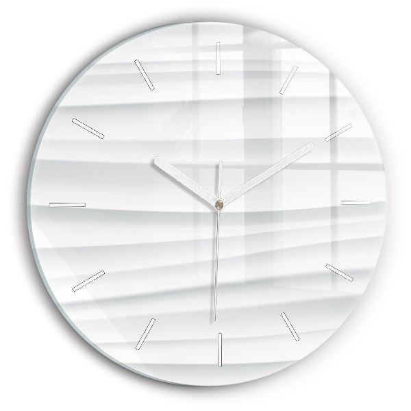 Round glass wall clock Waves texture