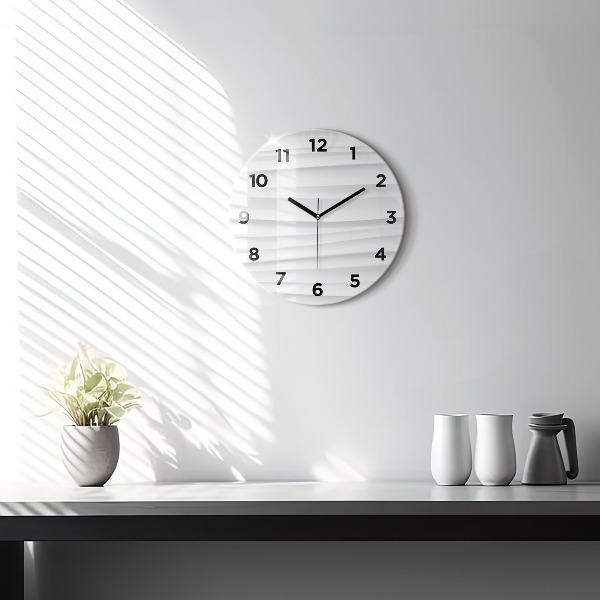 Round glass wall clock Waves texture