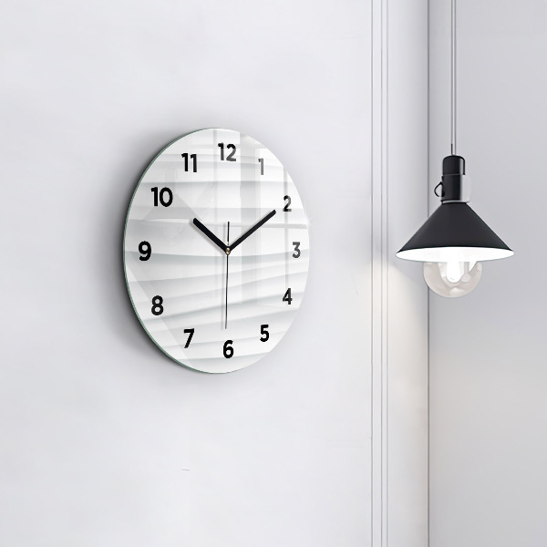 Round glass wall clock Waves texture