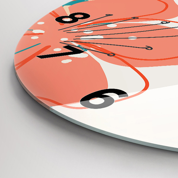 Round glass wall clock Hawaiian plants