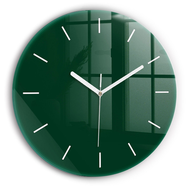 Round glass wall clock Color bottle green