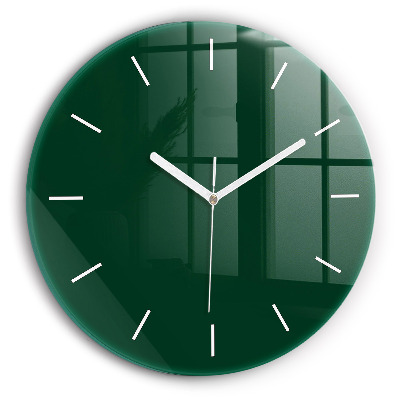Round glass wall clock Color bottle green