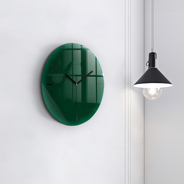 Round glass wall clock Color bottle green