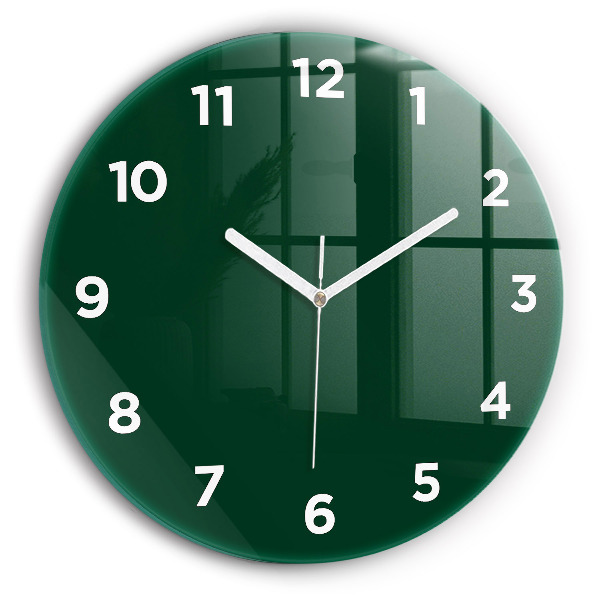 Round glass wall clock Color bottle green