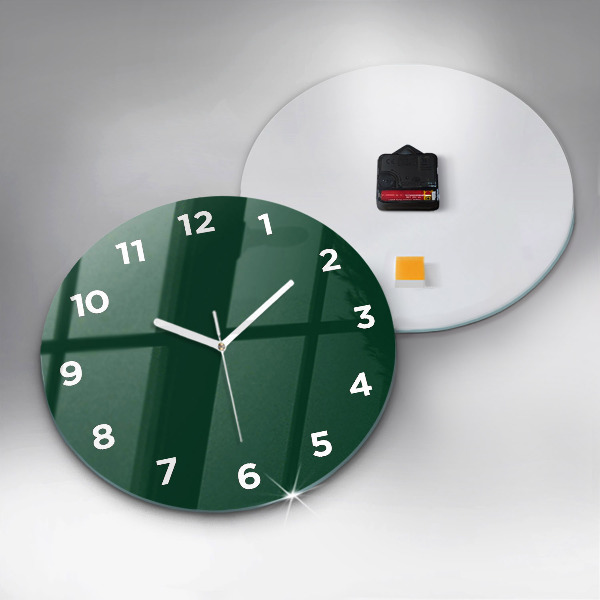 Round glass wall clock Color bottle green