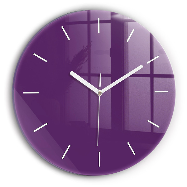 Round glass wall clock Violet