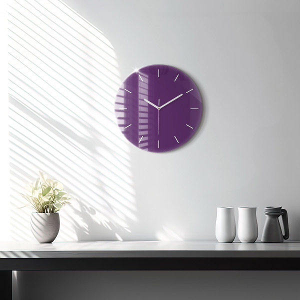Round glass wall clock Violet
