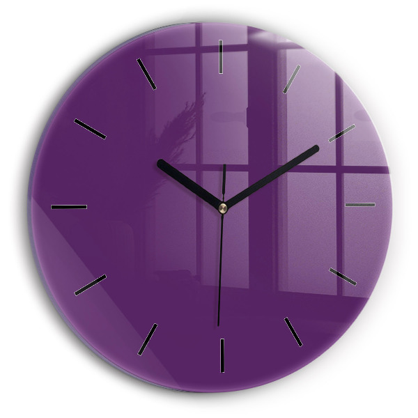 Round glass wall clock Violet