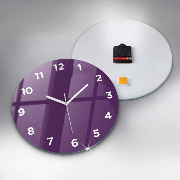 Round glass wall clock Violet