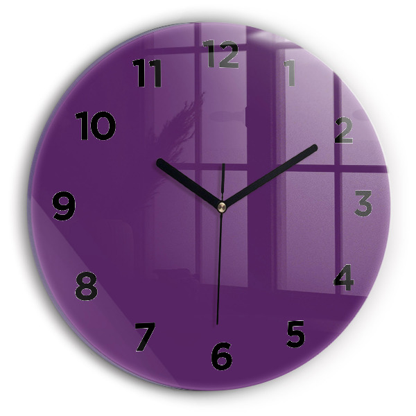 Round glass wall clock Violet