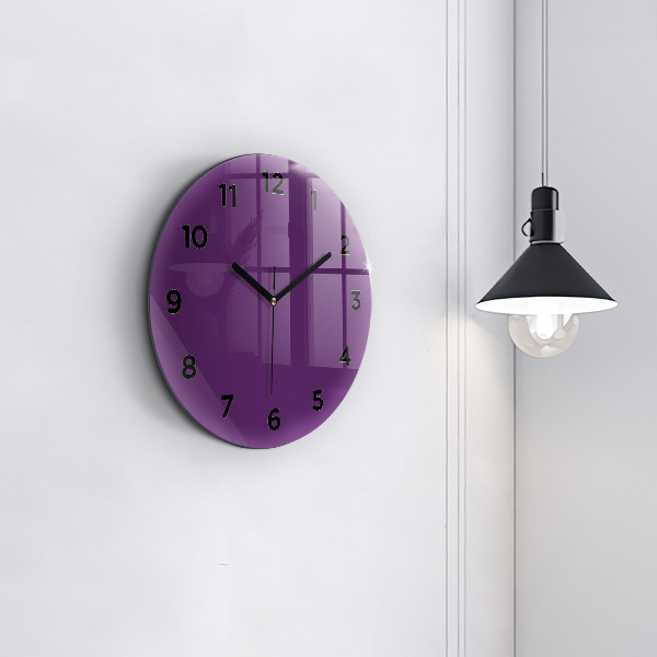 Round glass wall clock Violet
