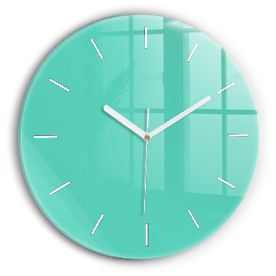 Round glass wall clock Turquoise