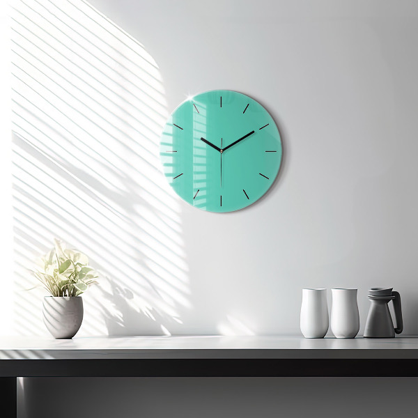 Round glass wall clock Turquoise