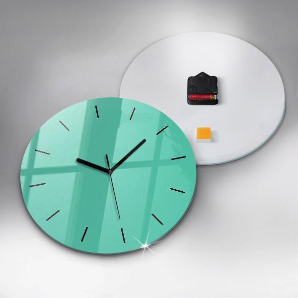 Round glass wall clock Turquoise