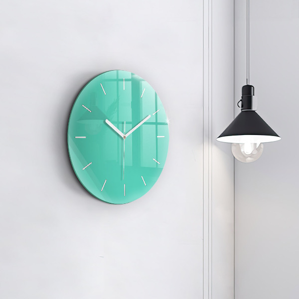 Round glass wall clock Turquoise