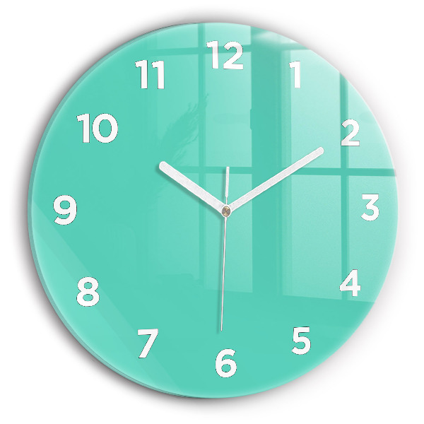 Round glass wall clock Turquoise