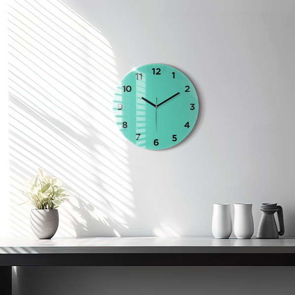Round glass wall clock Turquoise