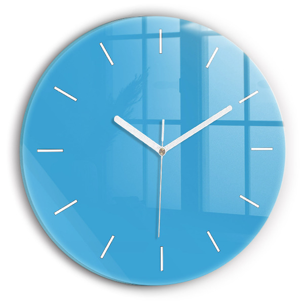 Round glass wall clock Blue