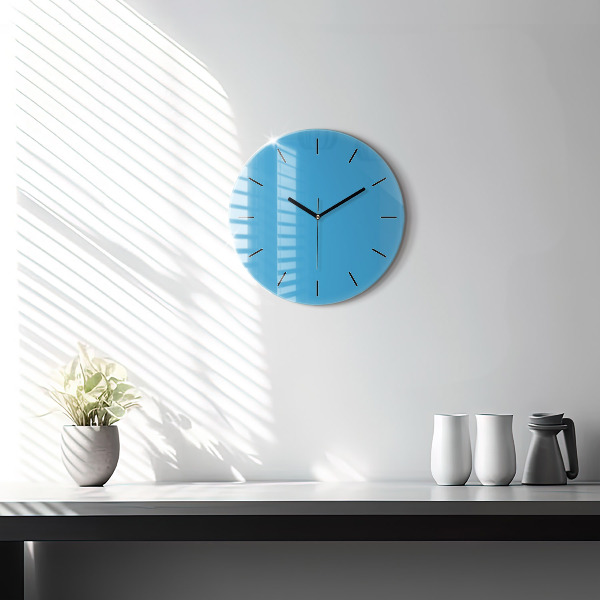Round glass wall clock Blue