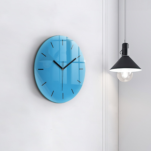 Round glass wall clock Blue
