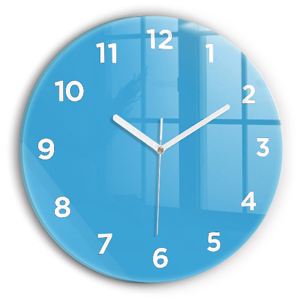 Round glass wall clock Blue