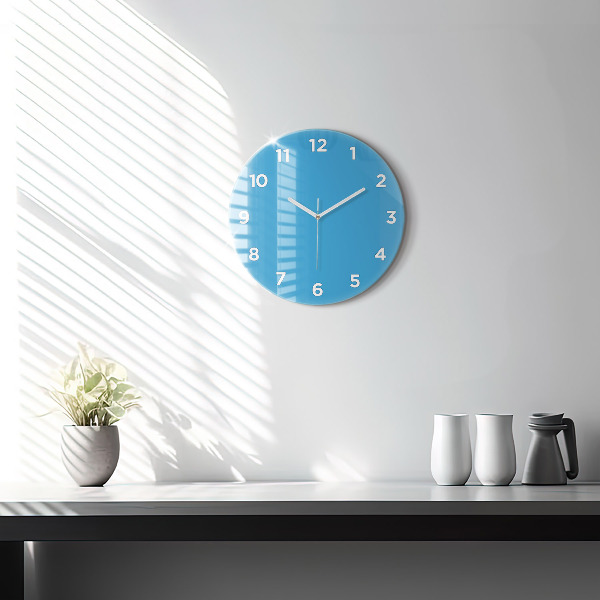 Round glass wall clock Blue
