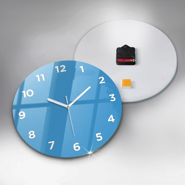 Round glass wall clock Blue