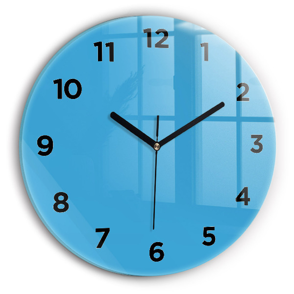 Round glass wall clock Blue