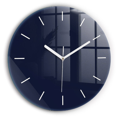 Round glass wall clock Dark Navy