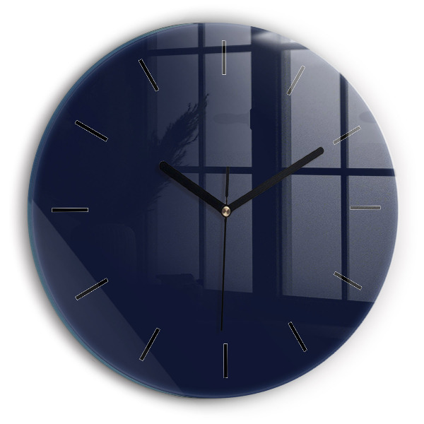 Round glass wall clock Dark Navy